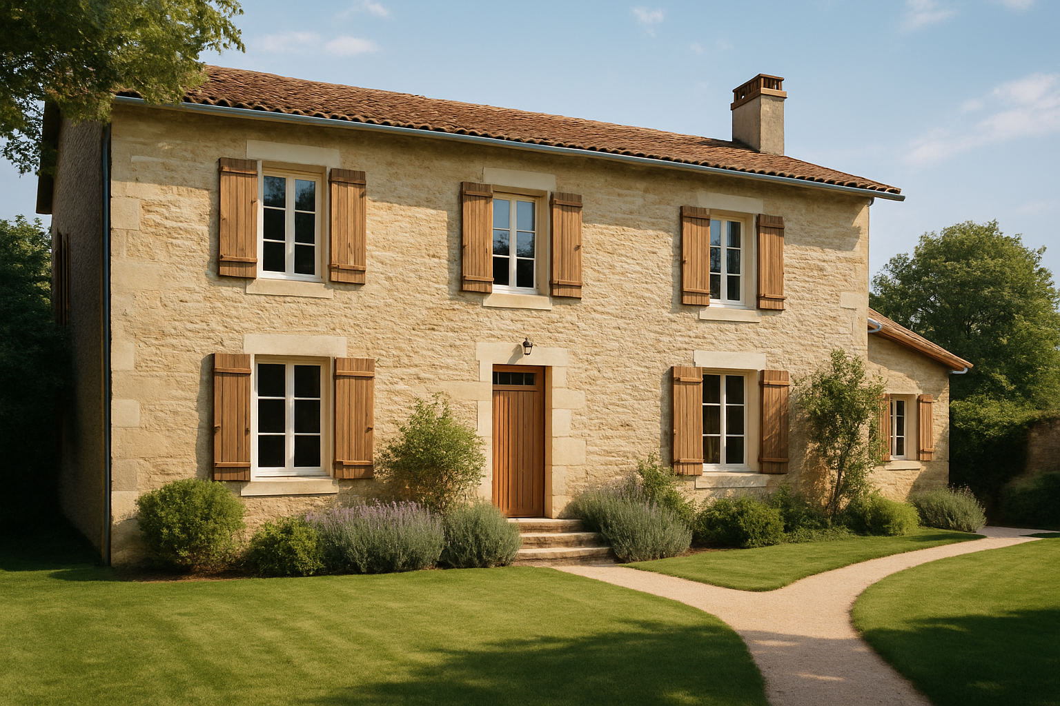 achat maison - maison traditionnelle française en pierre avec jardin
