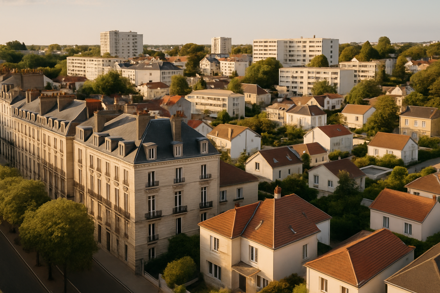 le bon coin 44 immobilier location - vue aérienne quartier résidentiel Loire-Atlantique