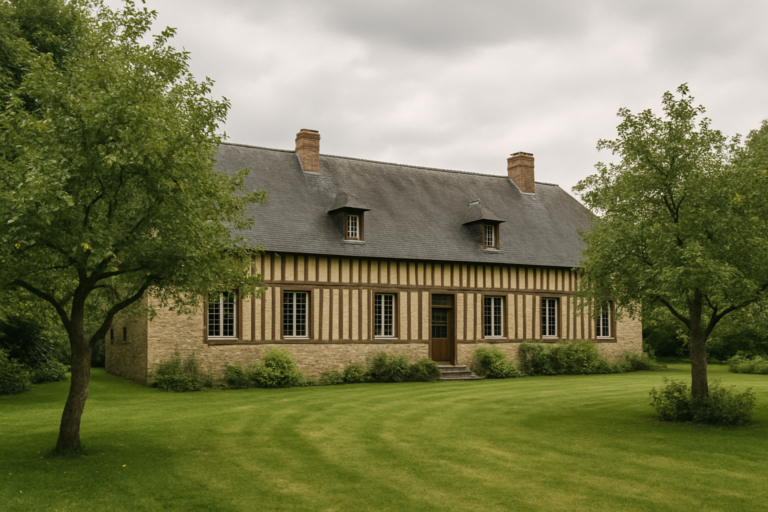 achat maison Normandie - longère normande en pierre avec jardin
