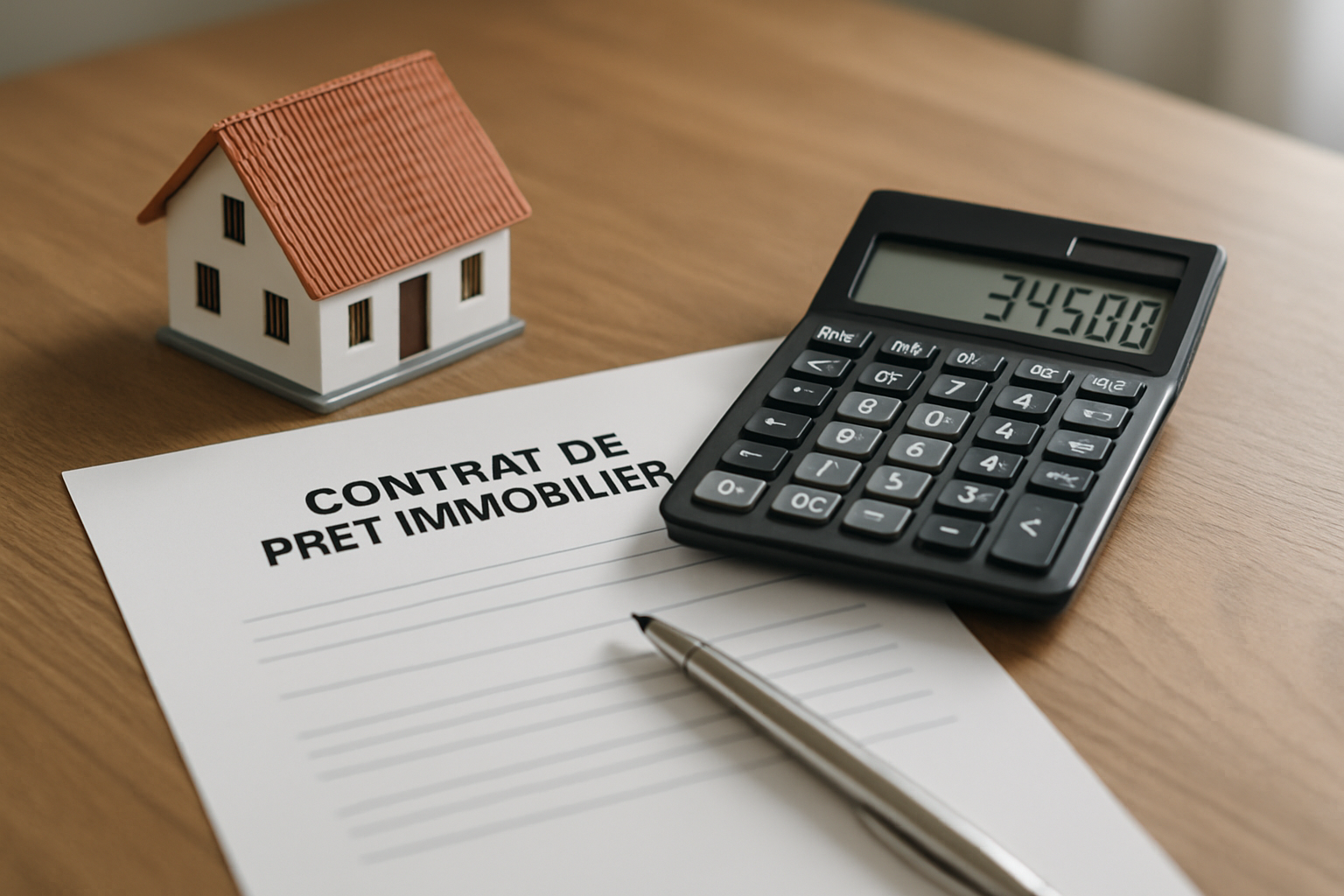 notaire immobilier frais de dossier prêt immobilier - contrat de prêt et calculatrice sur bureau