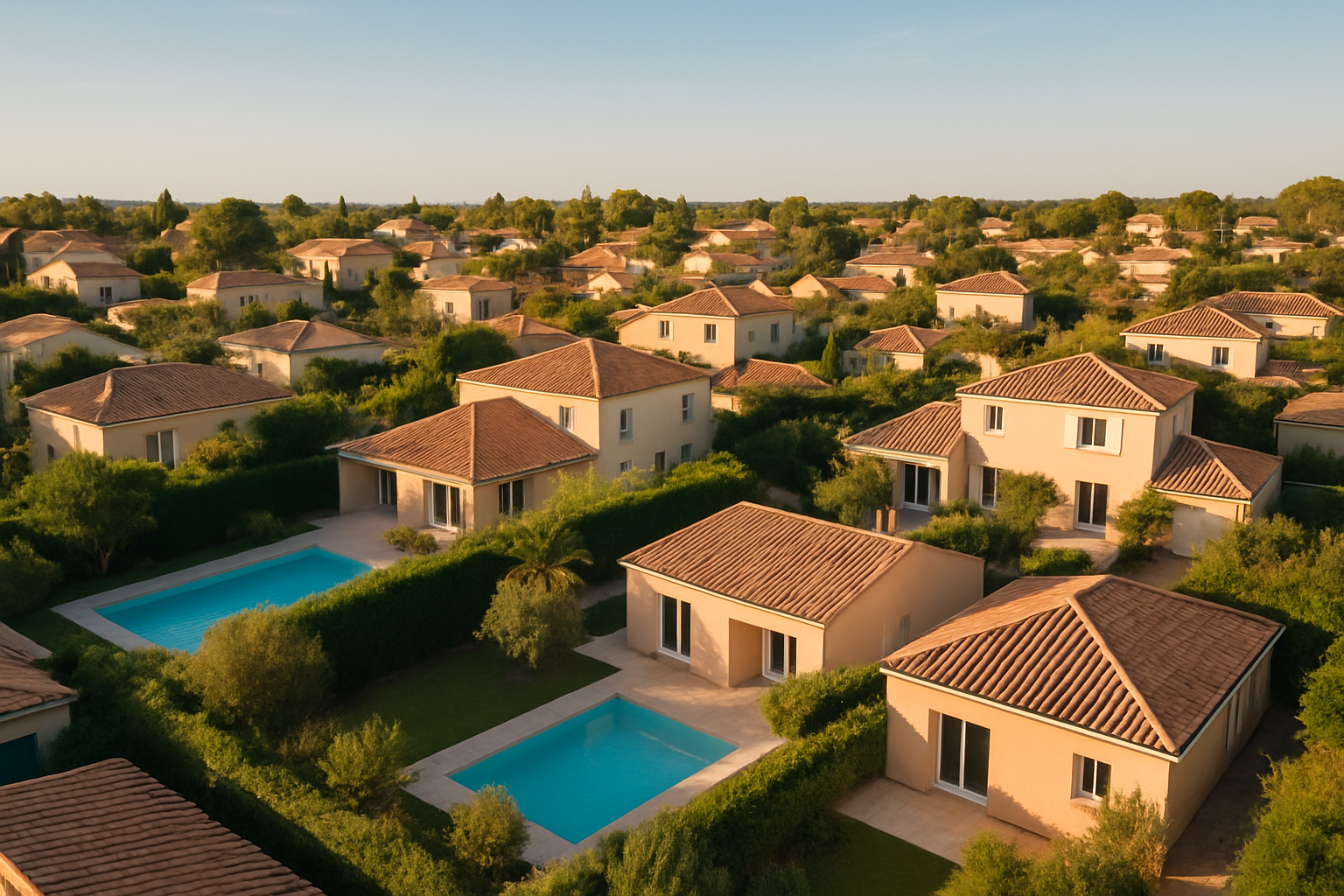 avenir rénovation achat maison montpellier quartier résidentiel vue aérienne