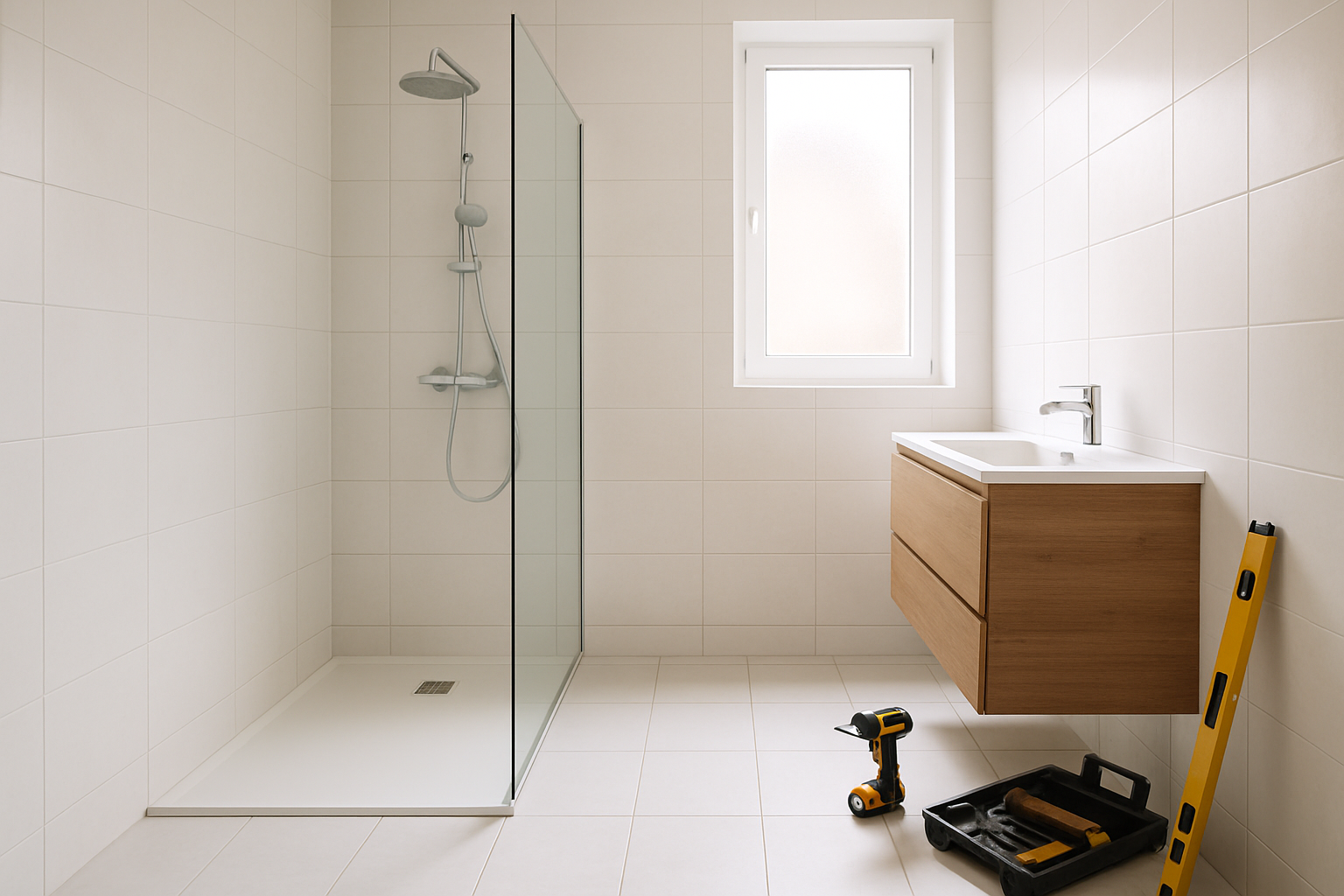 rénovation salle de bain prix au m2 - salle de bain moderne rénovée avec douche italienne